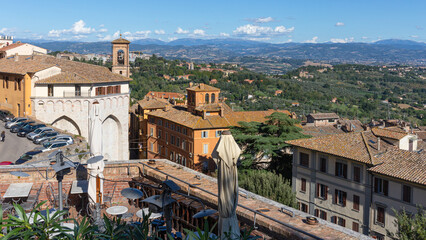 Fototapeta na wymiar Aussicht von den Carducci Gardens über die Dächer von Perugia
