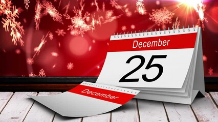 Animation of 25 december calendar page christmas decorations