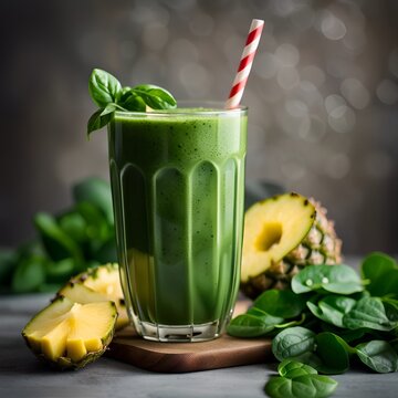 Refreshing Green Smoothie with Spinach and Pineapple
