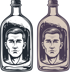 Male head in a bottle, vector illustration - 748802406