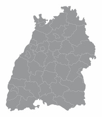 Obraz premium Baden-Wurttemberg administrative map