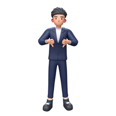 3D Businessman showing thumbs down gesture