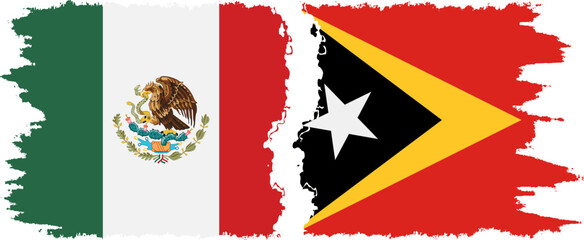 Timor-Leste - East Timor and Mexico grunge flags connection vector