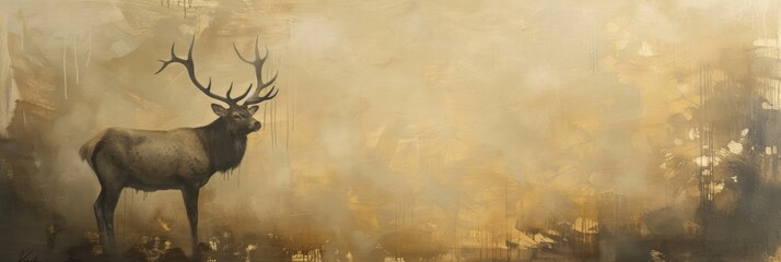 A magnificent deer is engulfed in the subdued hues. Generative Ai - obrazy, fototapety, plakaty