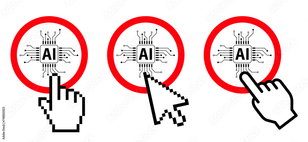 Poster stop, no ai text, image generator. forbidden, artificial intelligence ai. technology, artificial int