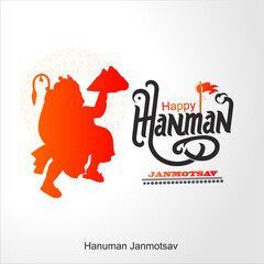 Hanuman on abstract background for Hanuman Janmotsav festival of India and Happy Dussehra celebration background with Hindi Text