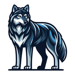 Obraz premium Wild wolf dog full body design vector illustration, animal wildlife template isolated on white background