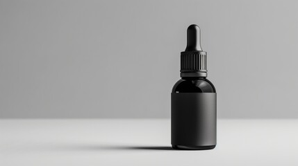 Naklejka premium bottle of essential oil with a dropper and a matte black label.