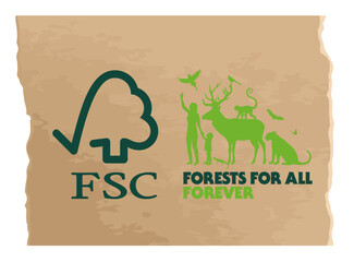 Brown paper that is 100% recyclable and reusable with recycling symbol. Forest for all forever. Keep the environment clean. 