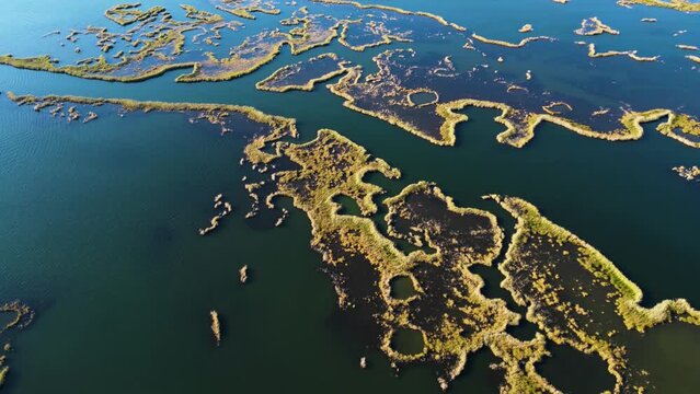 Aerial view of Dalyan Delta River close to Iztuzu Beach in Mugla Province, Turkey.
