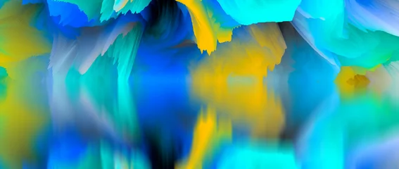 Schilderijen op glas Magical world. Abstract Landscape, surreal lake and reflections. art, creativity and imagination. 3d illustration © soso