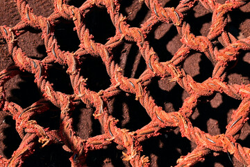 Orange rope net detail in playground, Ribeirao Preto, Sao Paulo, Brazil