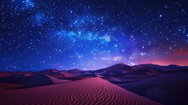 Simple nighttime scene of desert dunes beneath. Generative Ai