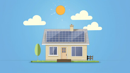 Modern home solar panel system, renewable energy lifestyle, eco-friendly sustainable living