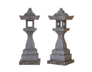 Japanese Stone Lantern. Isolated stone lantern for garden decoration. © POSMGUYS
