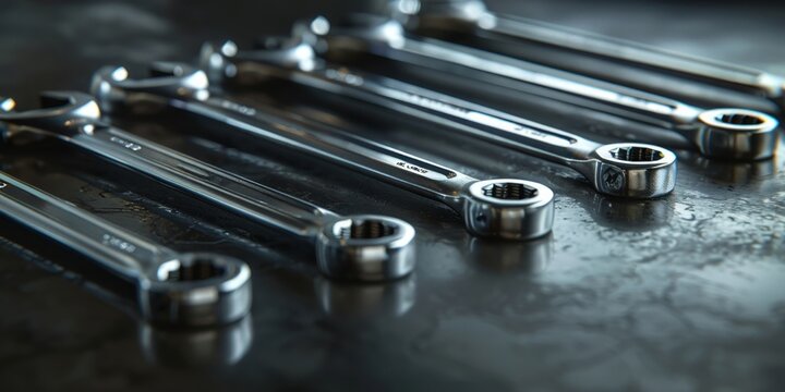 Precision-aligned chrome wrenches reflecting craftsmanship and efficiency