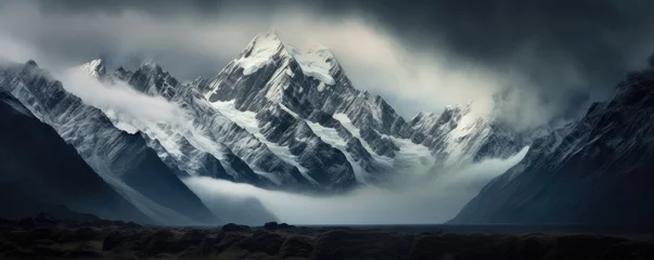 Foto op Plexiglas Beautiful landscape of amazing mountains with charming snowy peaks © Filip