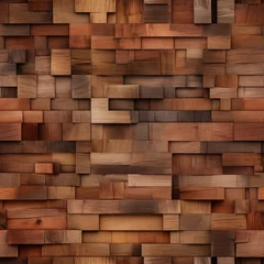 Fotobehang Seamless pattern of a brown wood logs as texture background © Mikhail