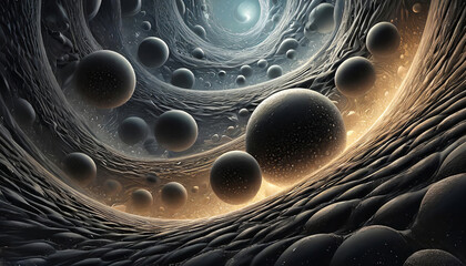 Illustration showing the creation of multiple universes and the beginning of spacetime - 748807412