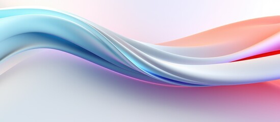 Fototapeta premium A white, blue, and pink wavy background with smooth abstract architectural elements and colored gradient lines. The waves create a dynamic and visually appealing pattern.