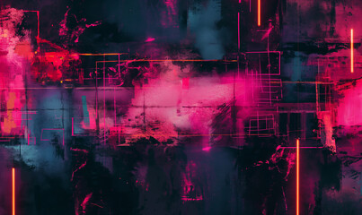 abstract background with neon blue and pink lights, grungy wallpaper