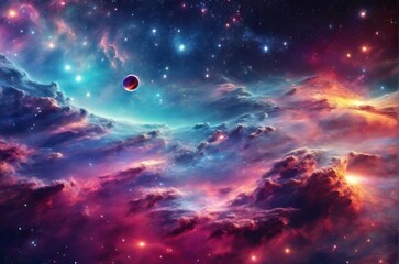 Obraz na płótnie Canvas Colorful space galaxy cloud nebula. Stary night cosmos. Universe science astronomy. Supernova background wallpaper.Planet