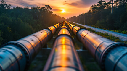 Natural Gas Pipeline Meandering Through a Rural Landscape in the Energy Industry