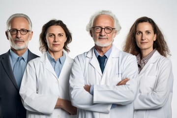 Fototapeta premium Senior female university professor teaches in casual setting. Portrait of smiling professor in the amphitheater. Generative AI.