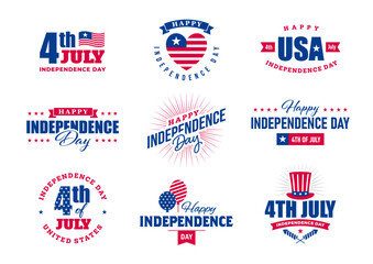 4th of July emblems, labels and badges set.