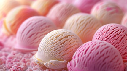 Mouthwatering sequence of ice cream scoops with refreshing colors