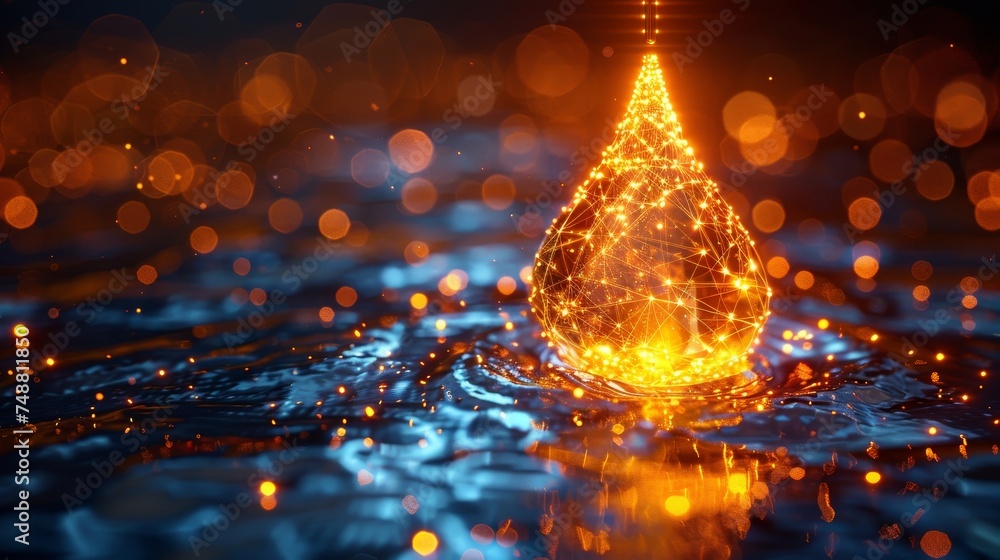 Aufkleber isolated illustration. low poly style design. abstract falling golden oil drop. modern 3d graphic co