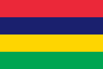 Close-up of red, blue, yellow and green national flag of African country of Mauritius. Illustration made March 1st, 2024, Zurich, Switzerland. - obrazy, fototapety, plakaty