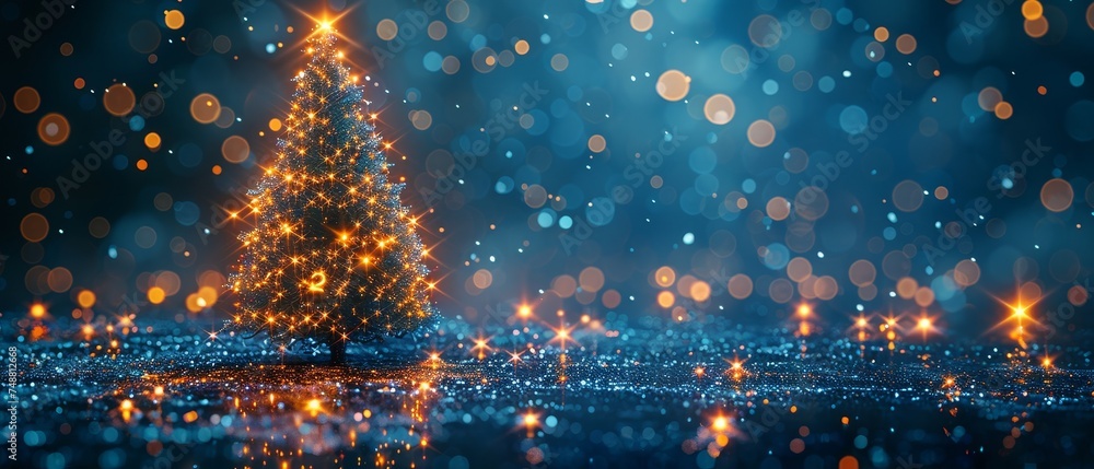 Aufkleber new year's card or digital tech calendar poster. logo of the year 2024 hanging over reflection polis