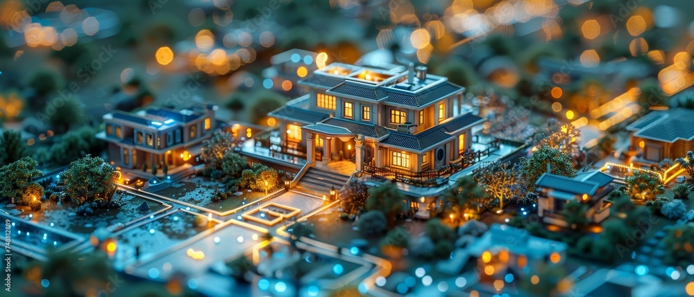 Poster Programing for smart houses. Engineering building construction, communication, and electricity. Designs in software for smart houses. Artificial intelligence of IoT. Architectural 3D plans.