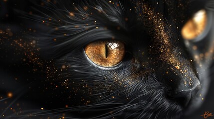 nail art of black cat,beautiful eyes,jewelry 