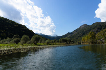 Fototapeta premium River Crnoevich is a city in Montenegro on the river of the same name or the Black River, not far from the coast of Lake Skadar.