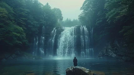 Fotobehang a relaxing photo of a beautiful waterfall © Dushan
