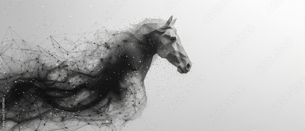 Aufkleber this is a mash-up of a chess horse and a starry sky. it is a illustration of an abstract strategy.