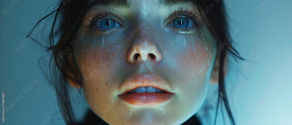 Leinwandbilder The AI chatbot dialogues with the user through the phone app and displays a futuristic woman's image on the Avatar. The artificial intelligence chatbot can also display the user's profile picture on