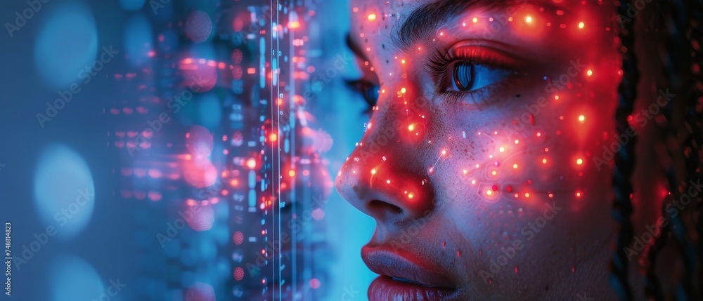 Aufkleber using an ai chatbot on smartphone screen. avatar or userpic of futuristic woman in chat. online supp