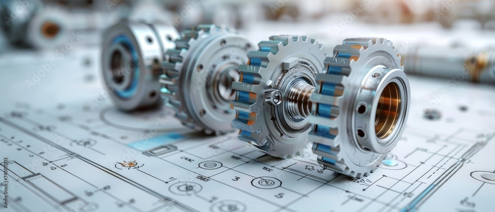 Poster 3D model of abstract detail in CAD interface. Design, engineering of parts in digital computer software. Future industrial technology background. CAD systems.