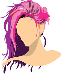 Anime girl hair isolated on white background colourful vector illustration