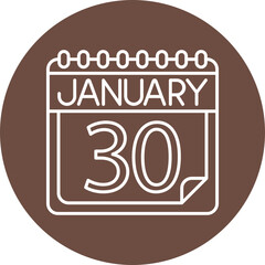 January Vector Line Circle Icon Design