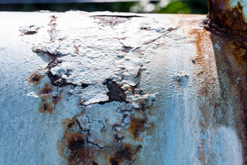 Rusty Metal Grunge Texture on the wall of an old water pipe. Corrosion of objects.
