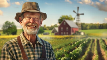 Fototapeta premium an orderly farm field showcasing a diverse array of crops growing harmoniously together, each plant thriving in its designated area, portraying the meticulous planning and care of the farmer.