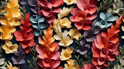 Fotobehang 3d snapdragons floral flowers seamless repeat pattern, floral pattern, flower paper art, natural colors, detailed foliage. © DYNECREATIVE