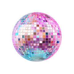 Pink and Turquoise Retro 70s Disco Ball Isolated on Transparent Background PNG