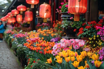 Fototapeta na wymiar Spring Flower Festival Celebration Scene