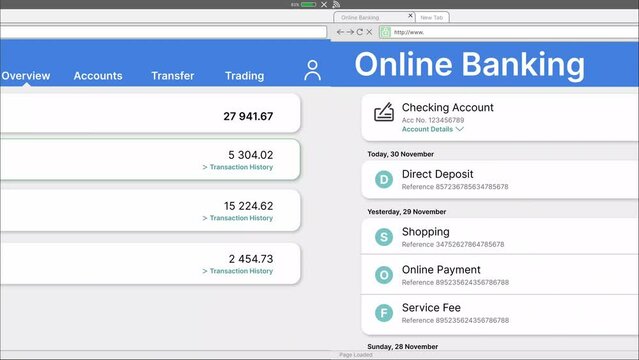 Online Bank Account Statement Screen
