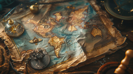 Fototapeta na wymiar Old vintage sea map background